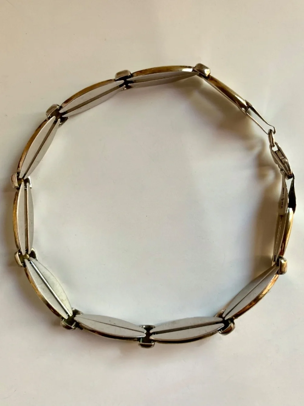 Gregory Leps GL Turkey Sterling Silver & 1/7 10K Two-Tone Link Bracelet 7.5
